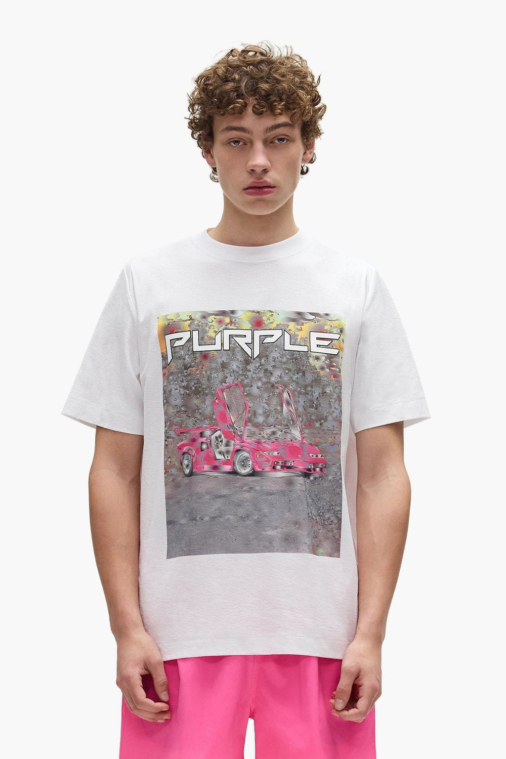 Purple Brand Ditched Car Graphic T-Shirt